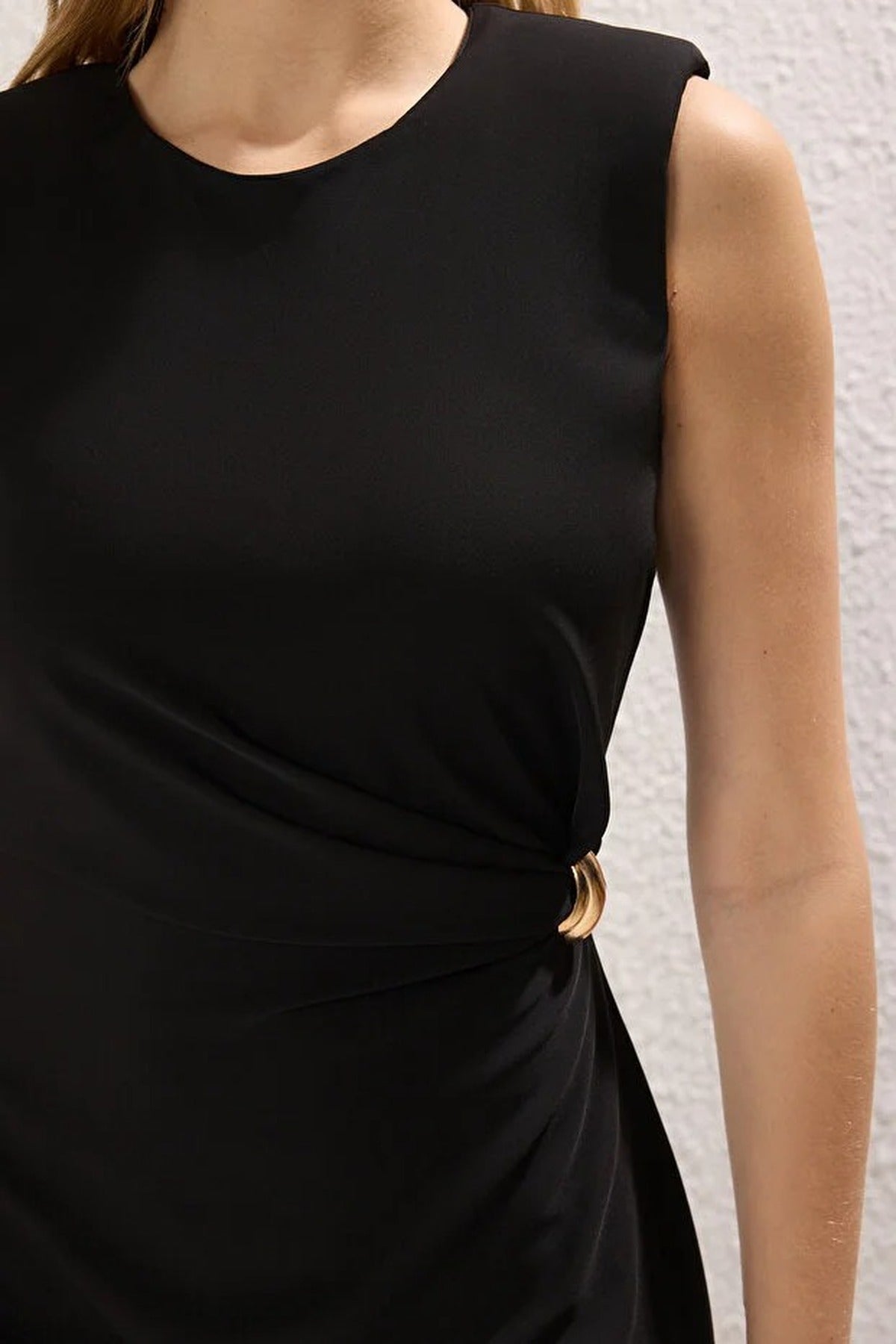 Midi Woven Dress with Accessory Details