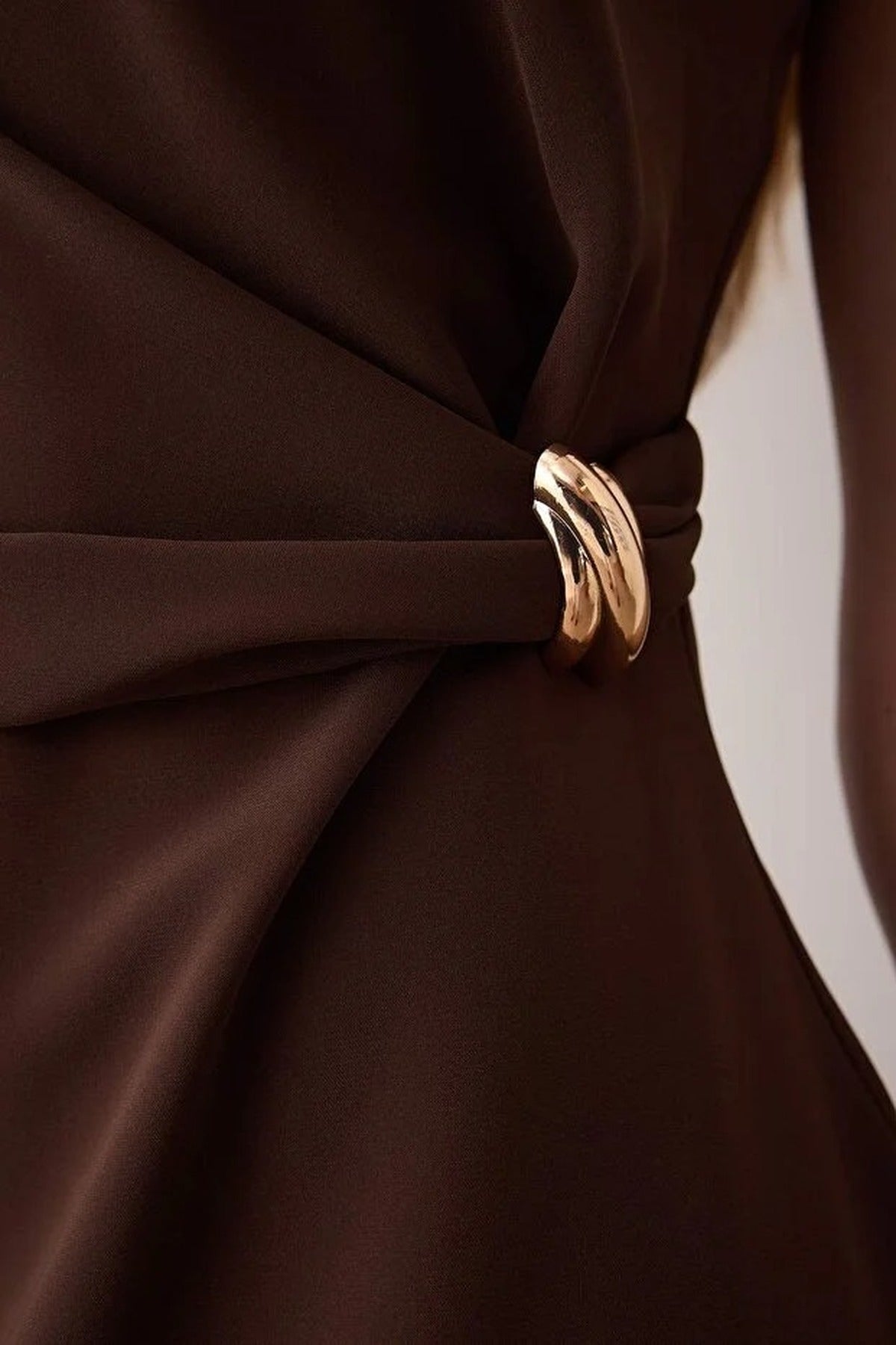 Midi Woven Dress with Accessory Details