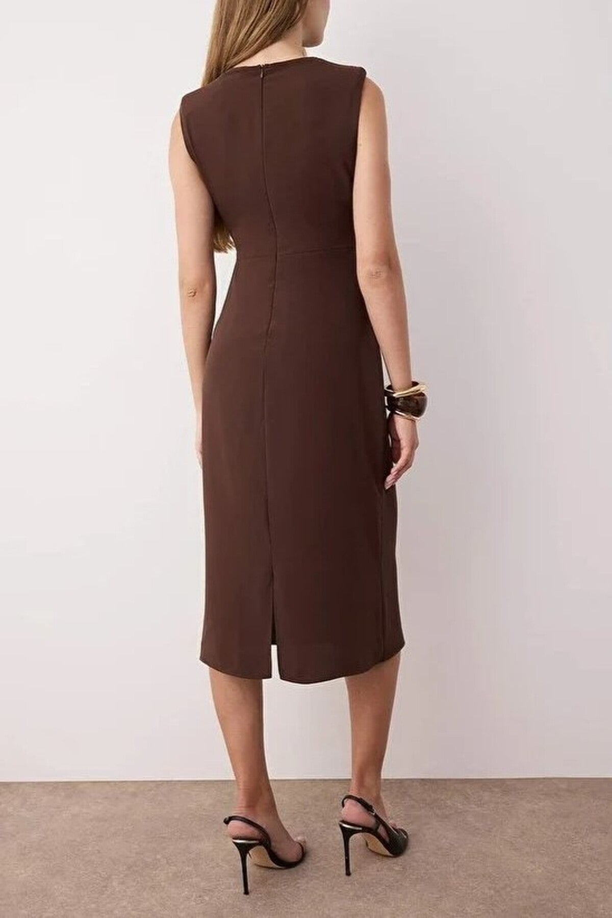 Midi Woven Dress with Accessory Details