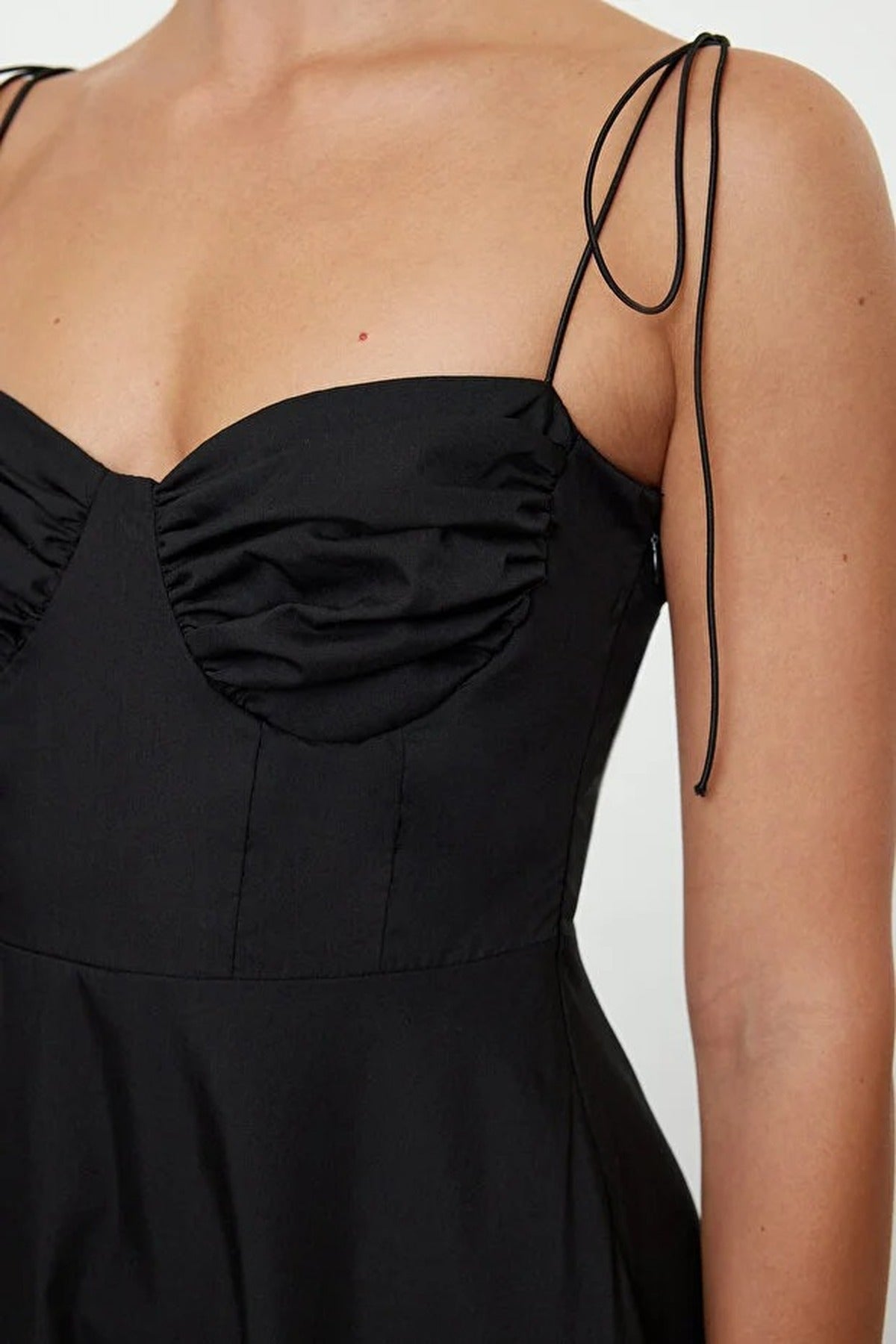 Draped Detailed Woven Maxi Skater Dress