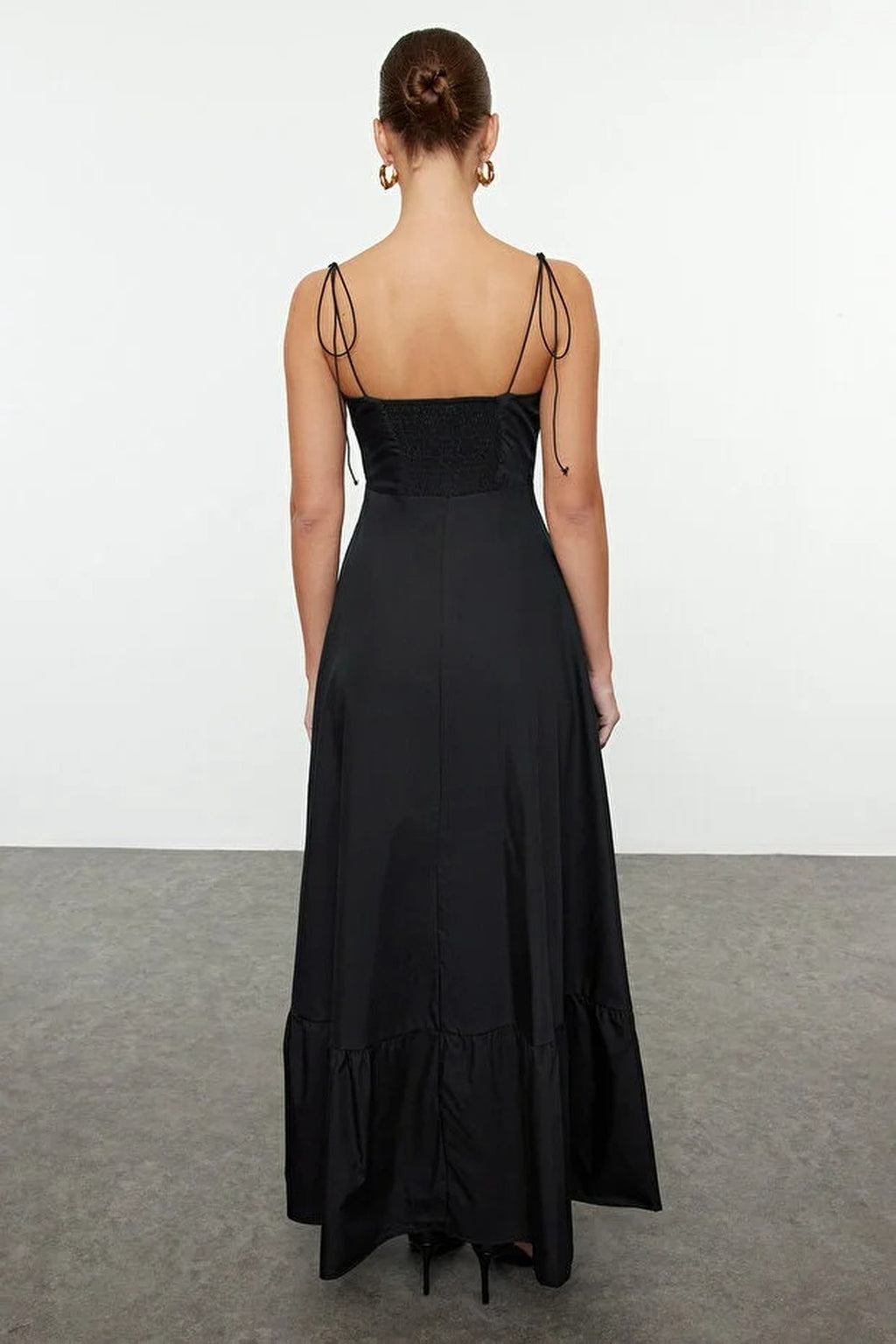 Draped Detailed Woven Maxi Skater Dress