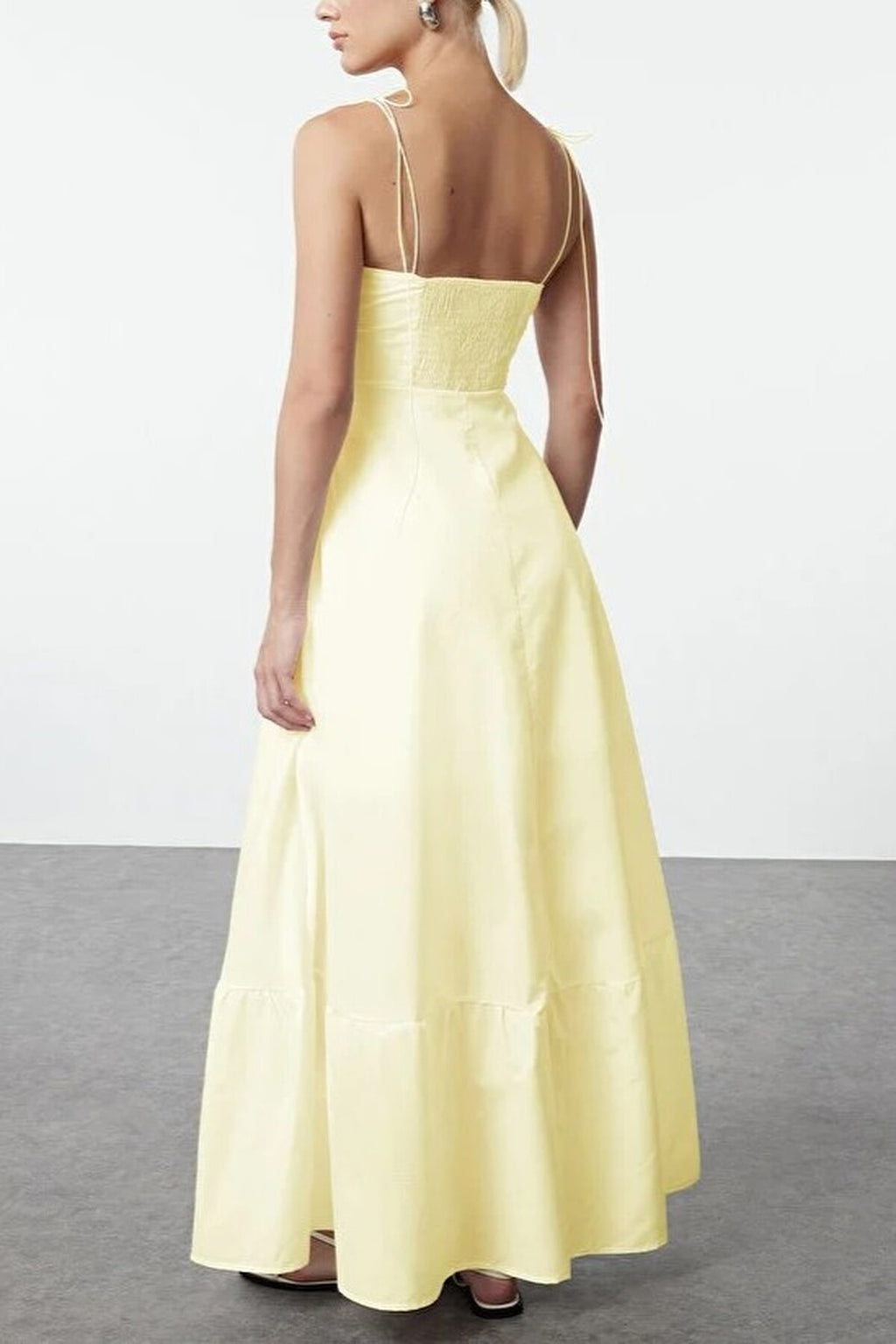 Draped Detailed Woven Maxi Skater Dress