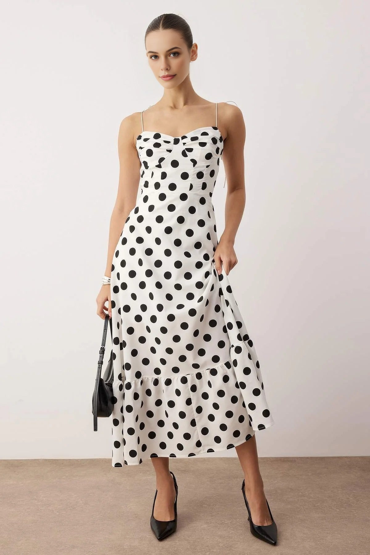 Draped Detailed Woven Maxi Skater Dress