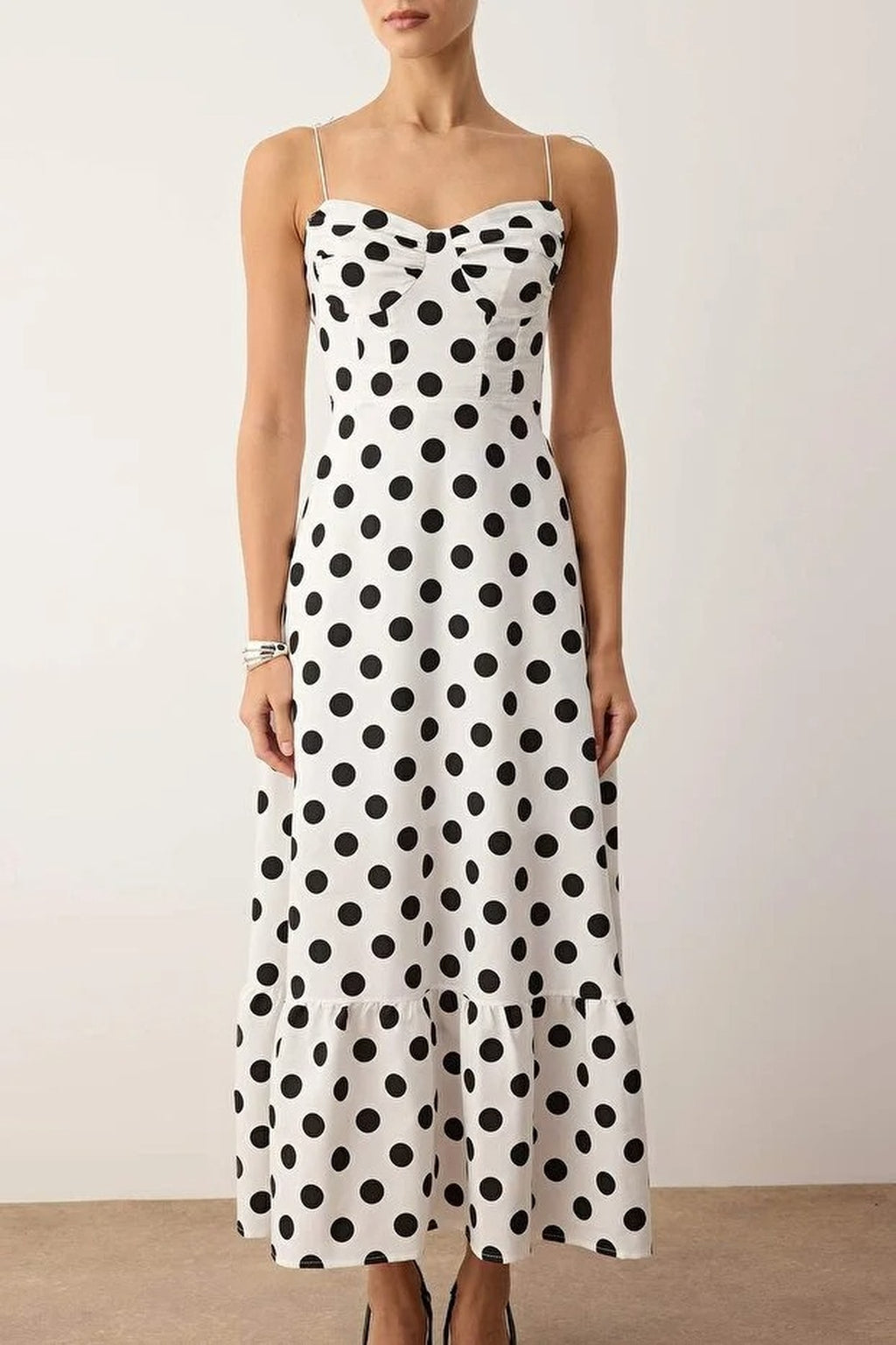 Draped Detailed Woven Maxi Skater Dress