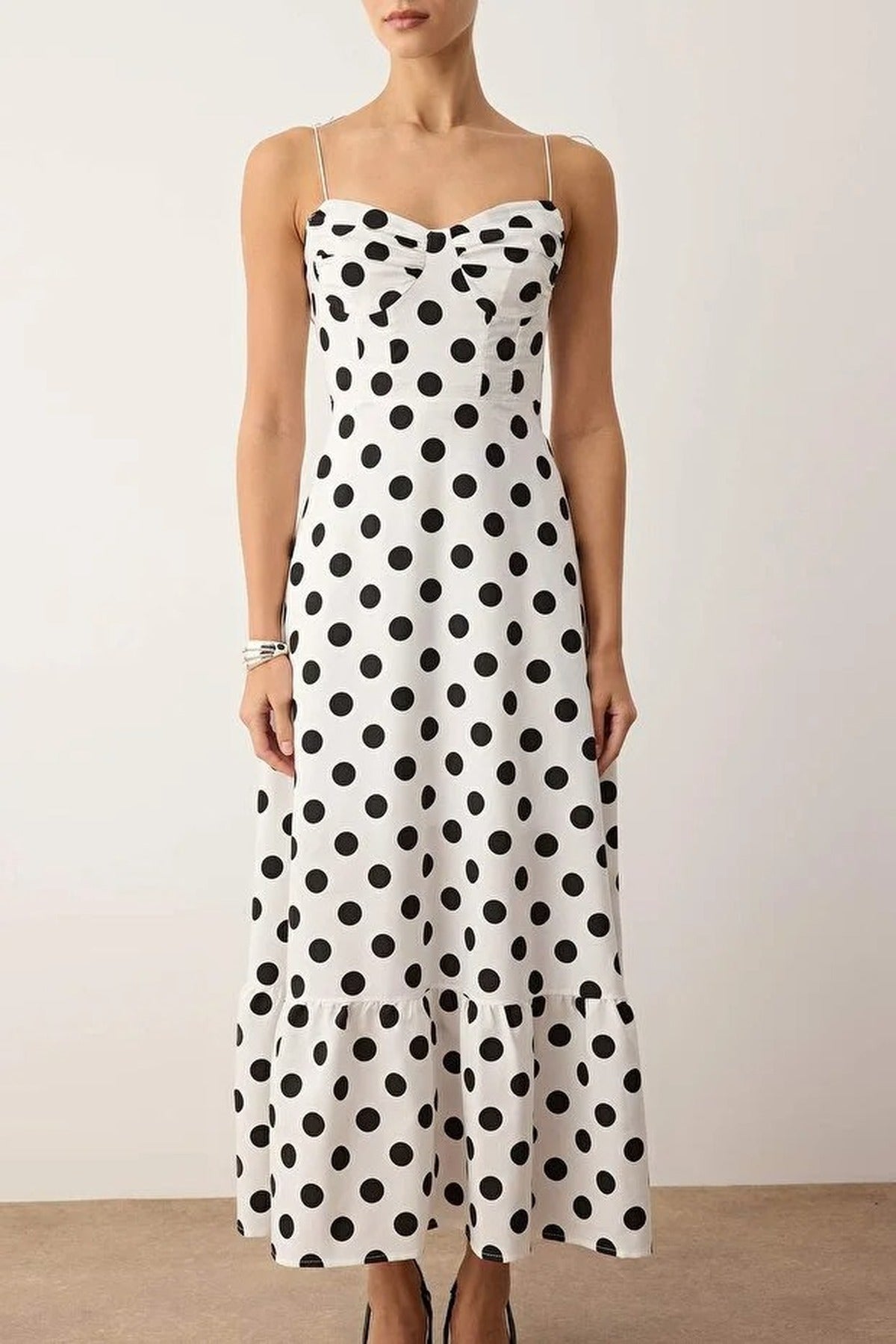 Draped Detailed Woven Maxi Skater Dress