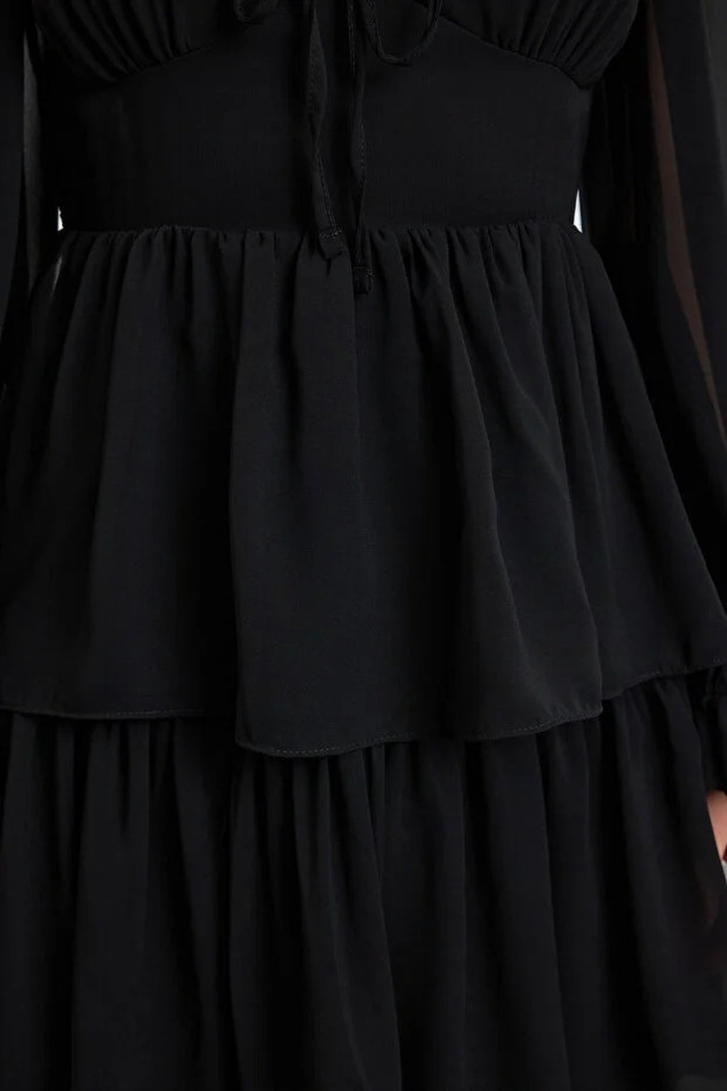 Ruffled Mini Lined Chiffon Woven Dress