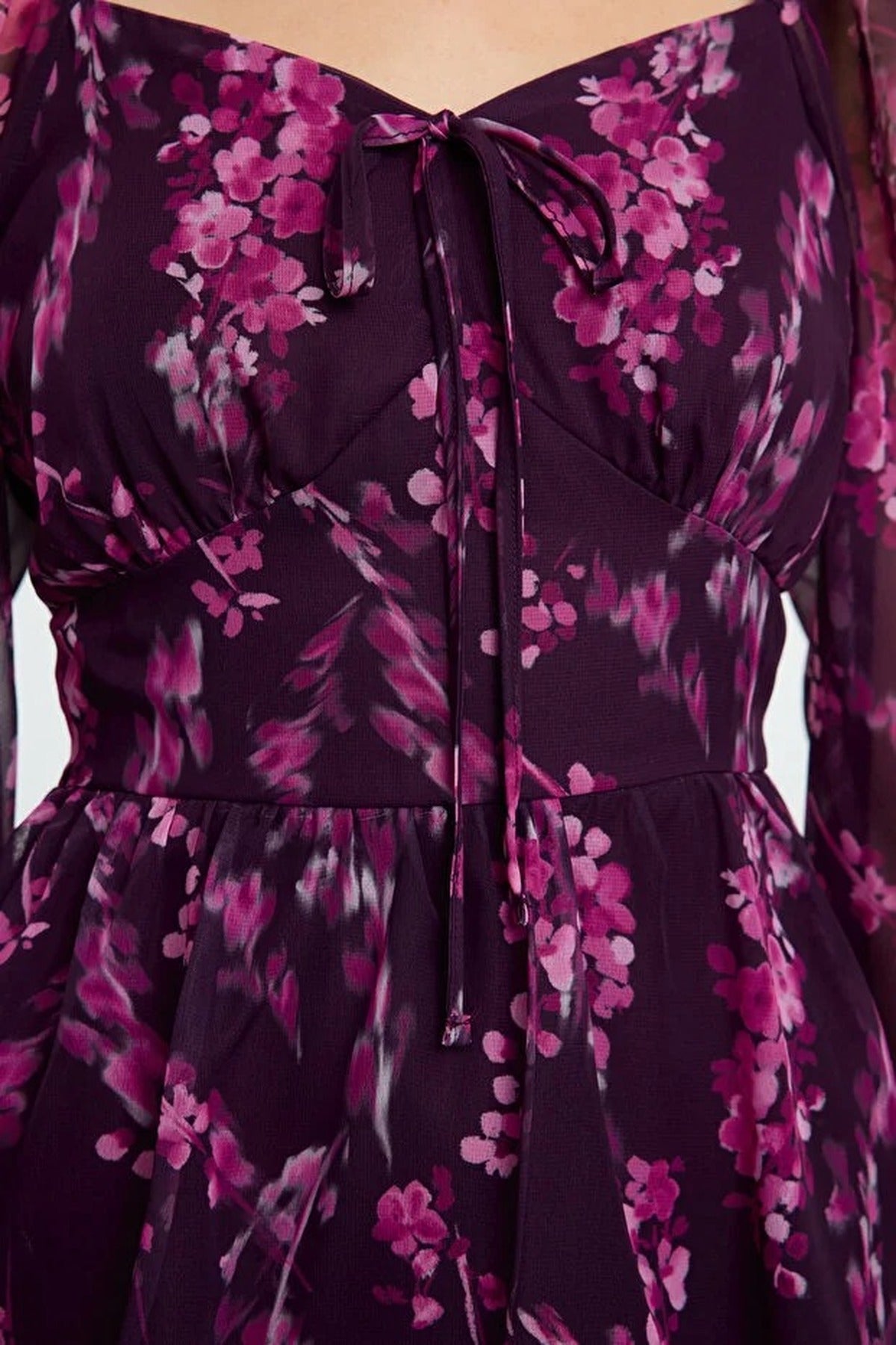 Ruffled Mini Lined Chiffon Woven Dress