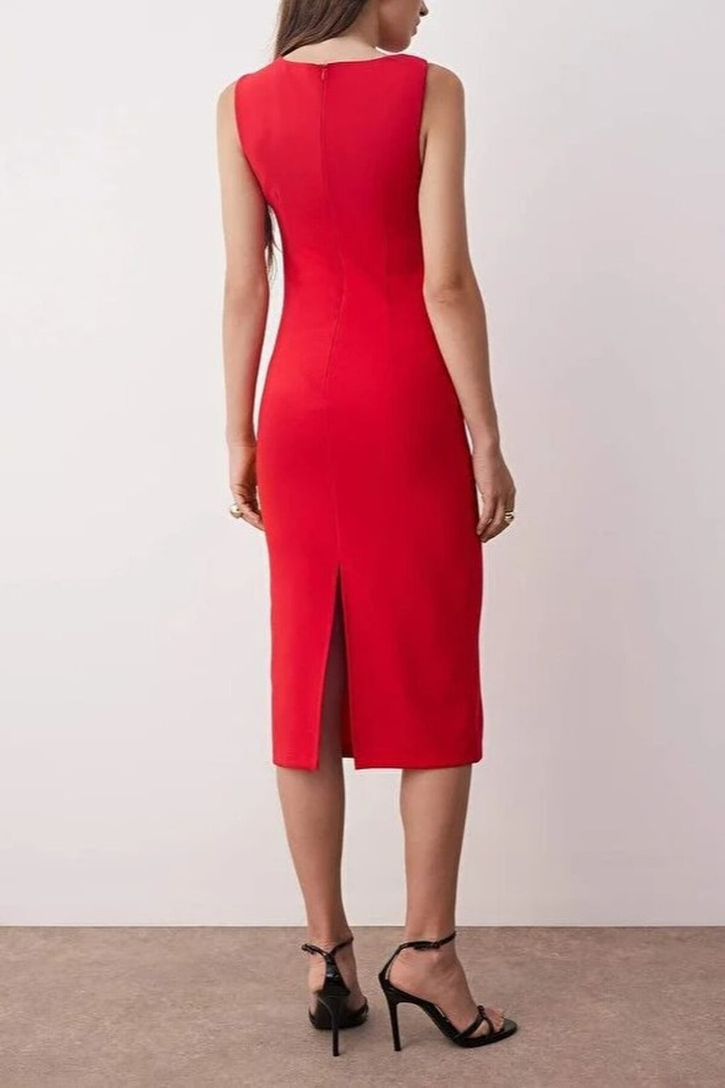 Midi Woven Dress with Accessory Details