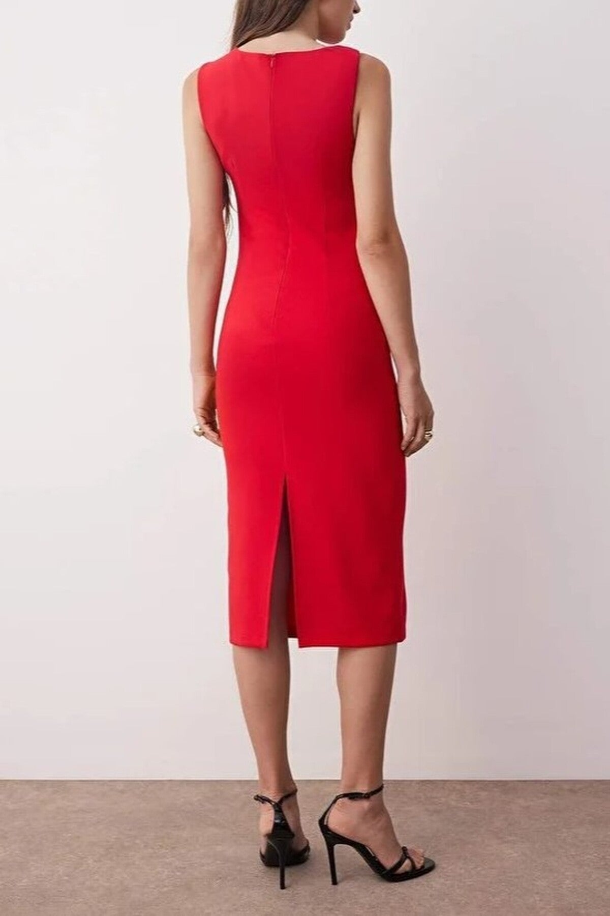 Midi Woven Dress with Accessory Details