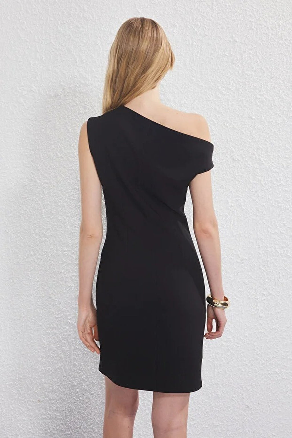 One Shoulder Ruched Mini Woven Dress
