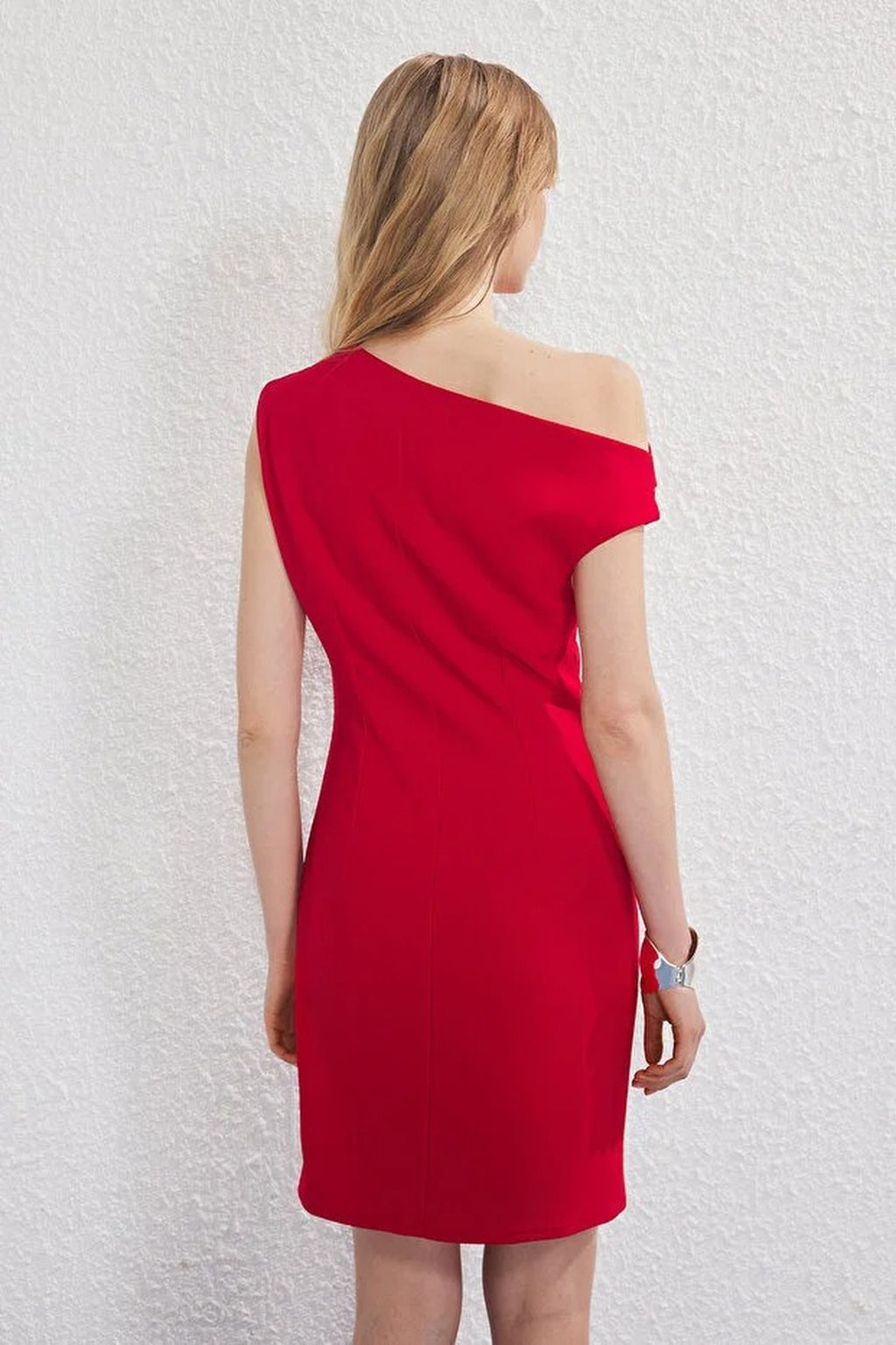 One Shoulder Ruched Mini Woven Dress