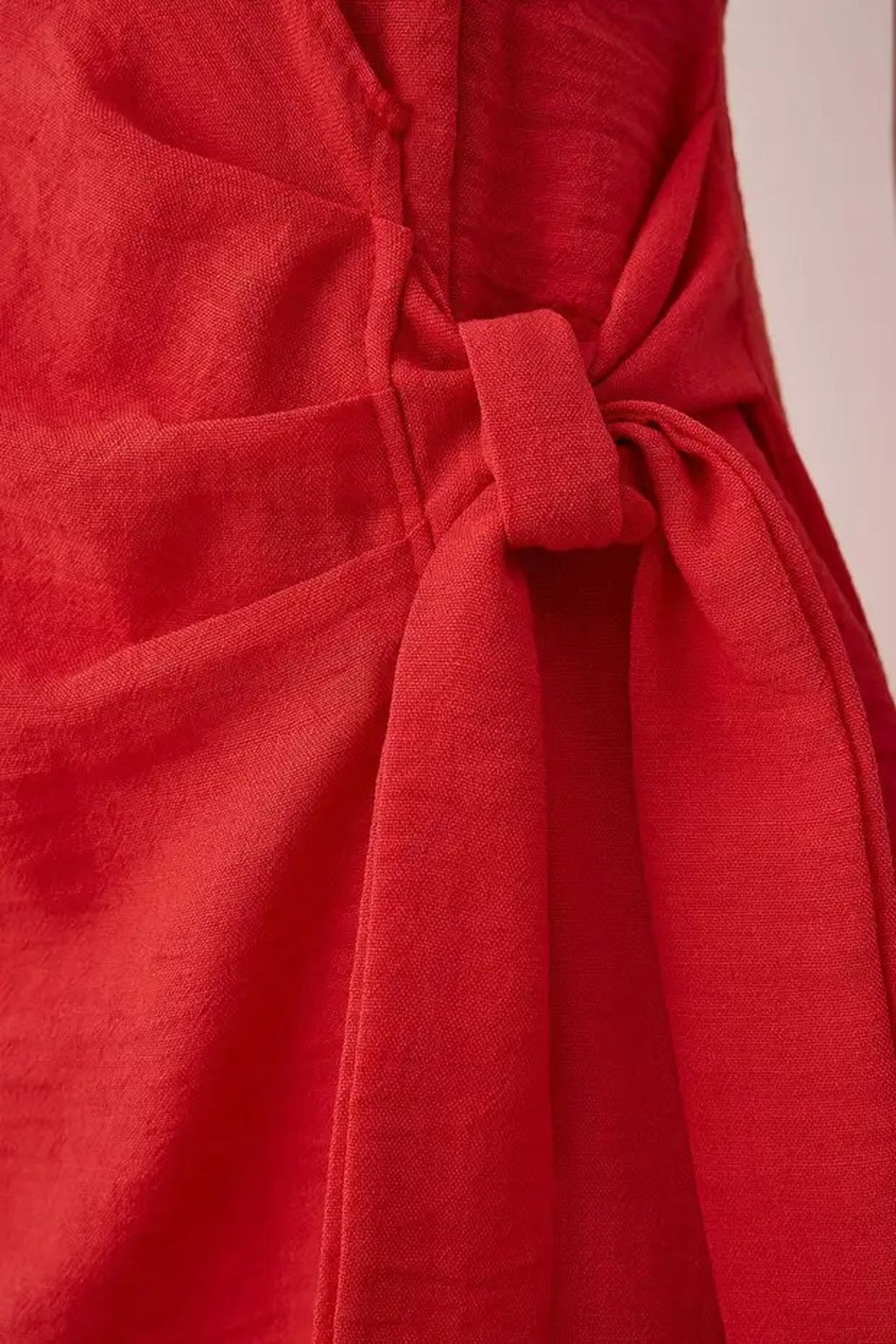 Midi Woven Dress with Tie Detail