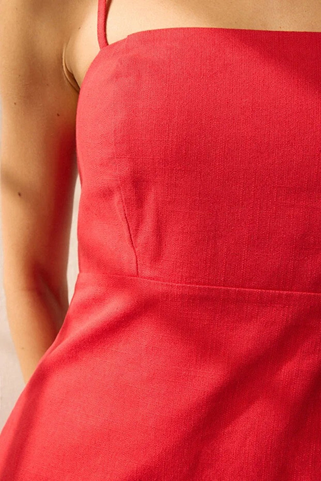 Linen Blend A-Line Maxi Woven Dress