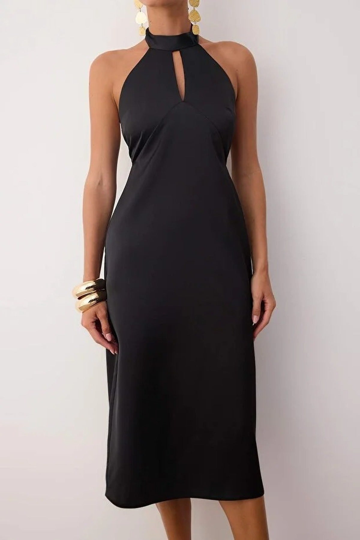 Satin Midi Elegant Evening Dress