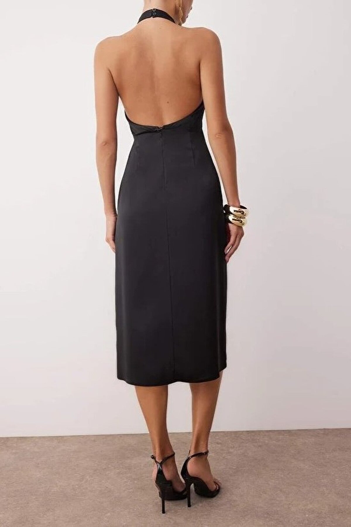 Satin Midi Elegant Evening Dress