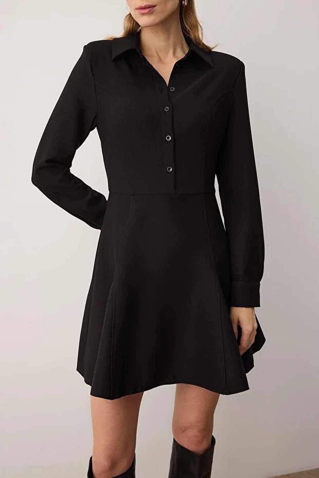 Button Front Mini Shirt Dress