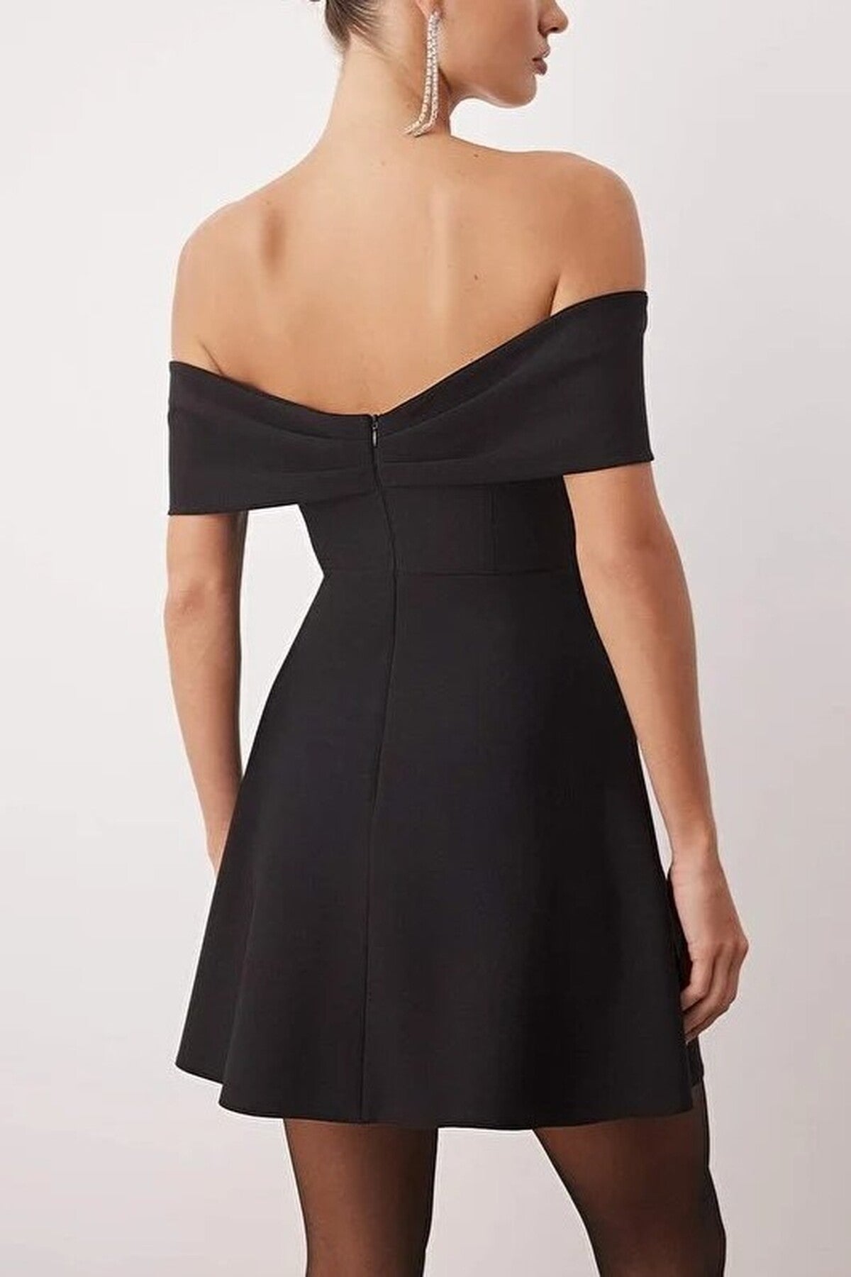 Carmen Collar Dress with Stone Accessory Detail