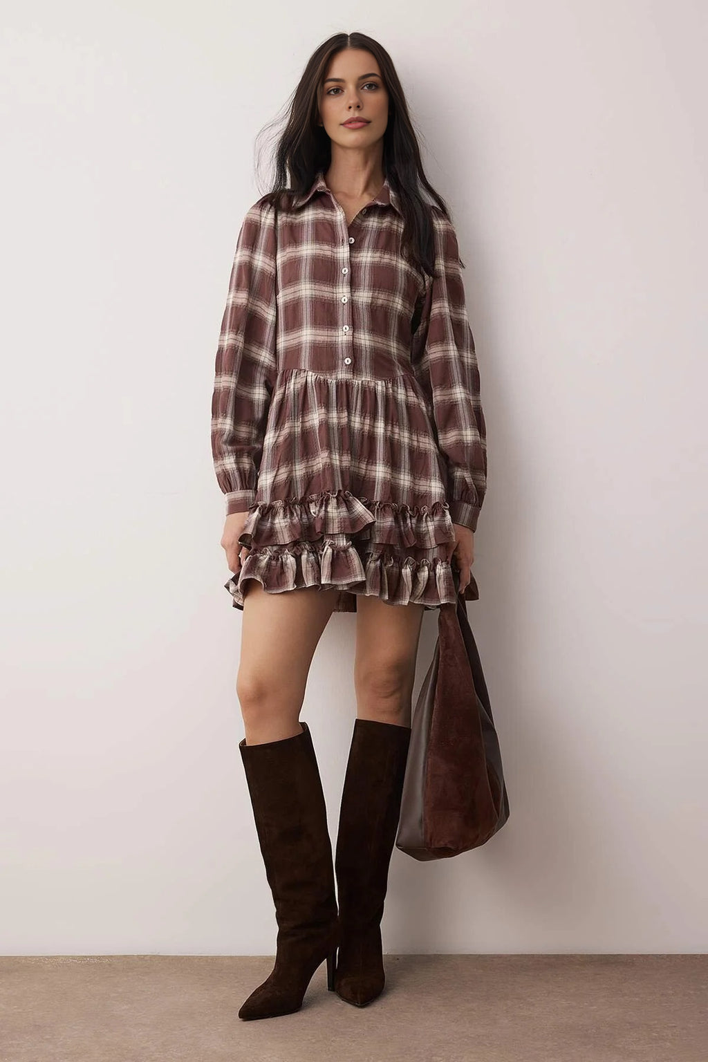 Mini Woven Dress with Ruffle