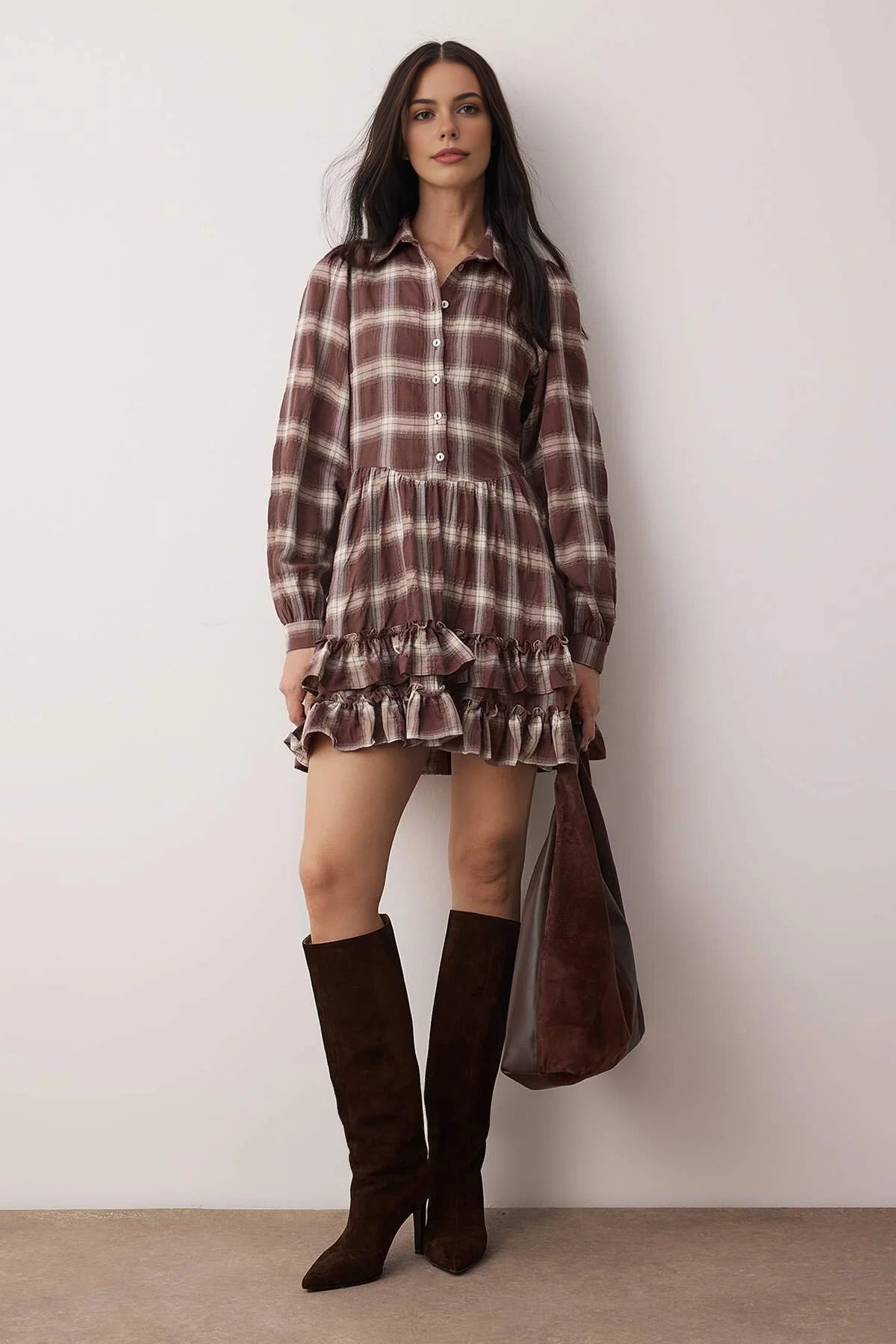 Mini Woven Dress with Ruffle