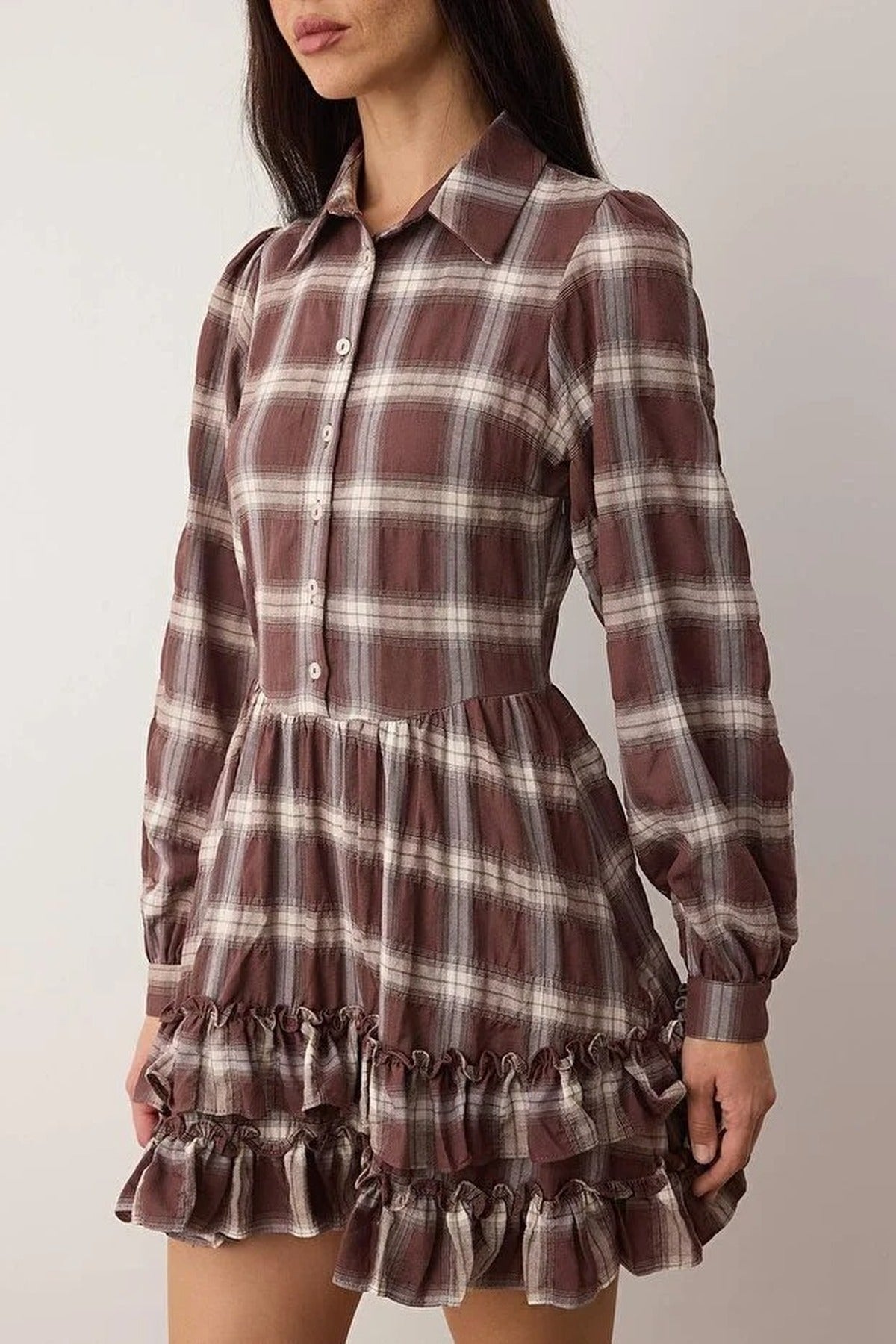Mini Woven Dress with Ruffle