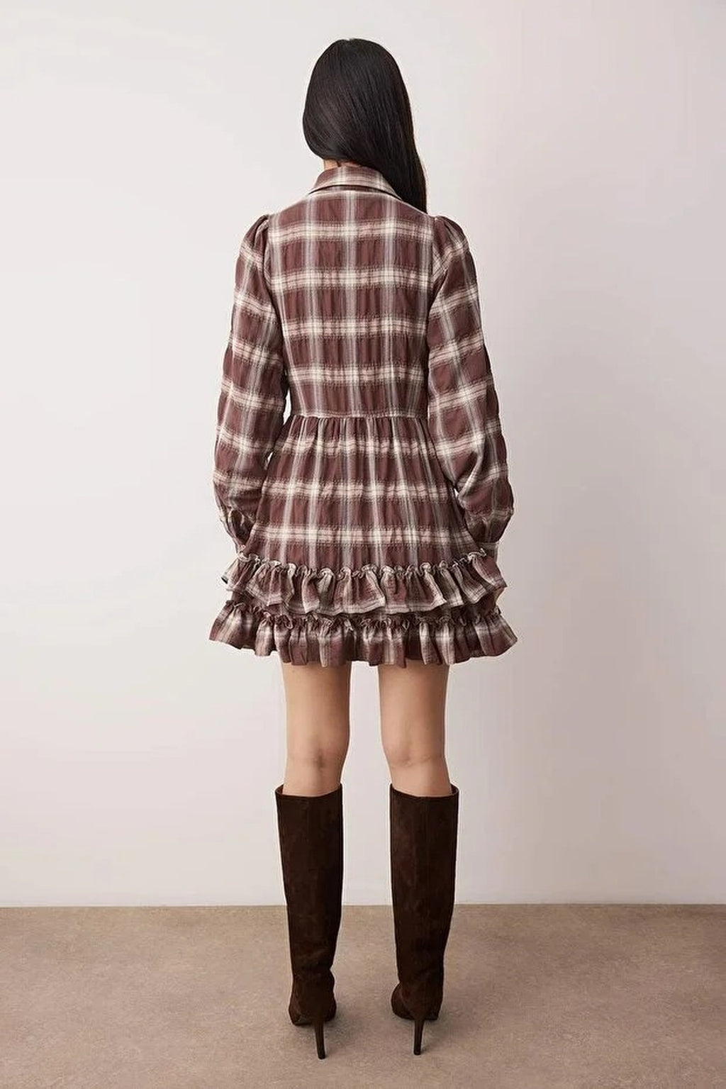 Mini Woven Dress with Ruffle