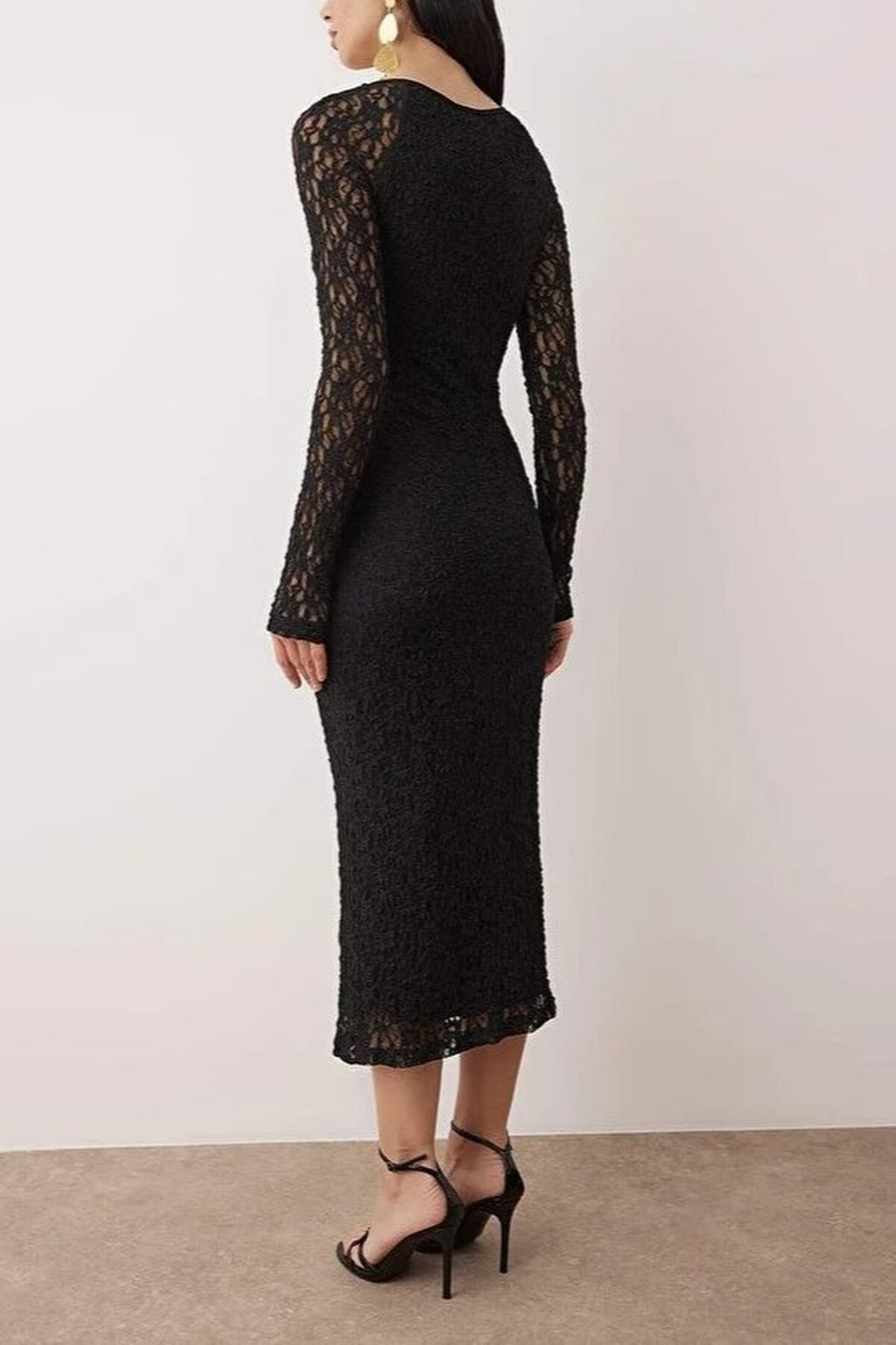 Elegant Lace Knit Midi Evening Dress with Bolero Detail
