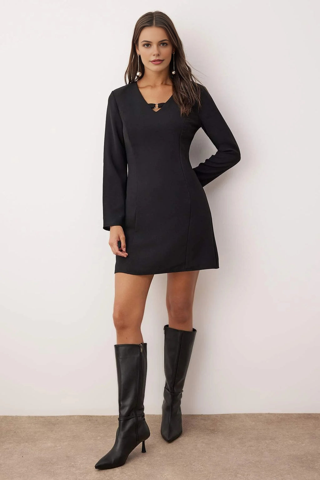 A-Line Mini Woven Dress with Accessory Detail