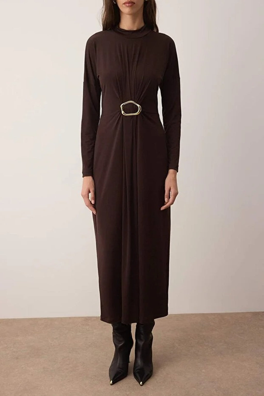 Knit Dress with Waist Buckle Detail