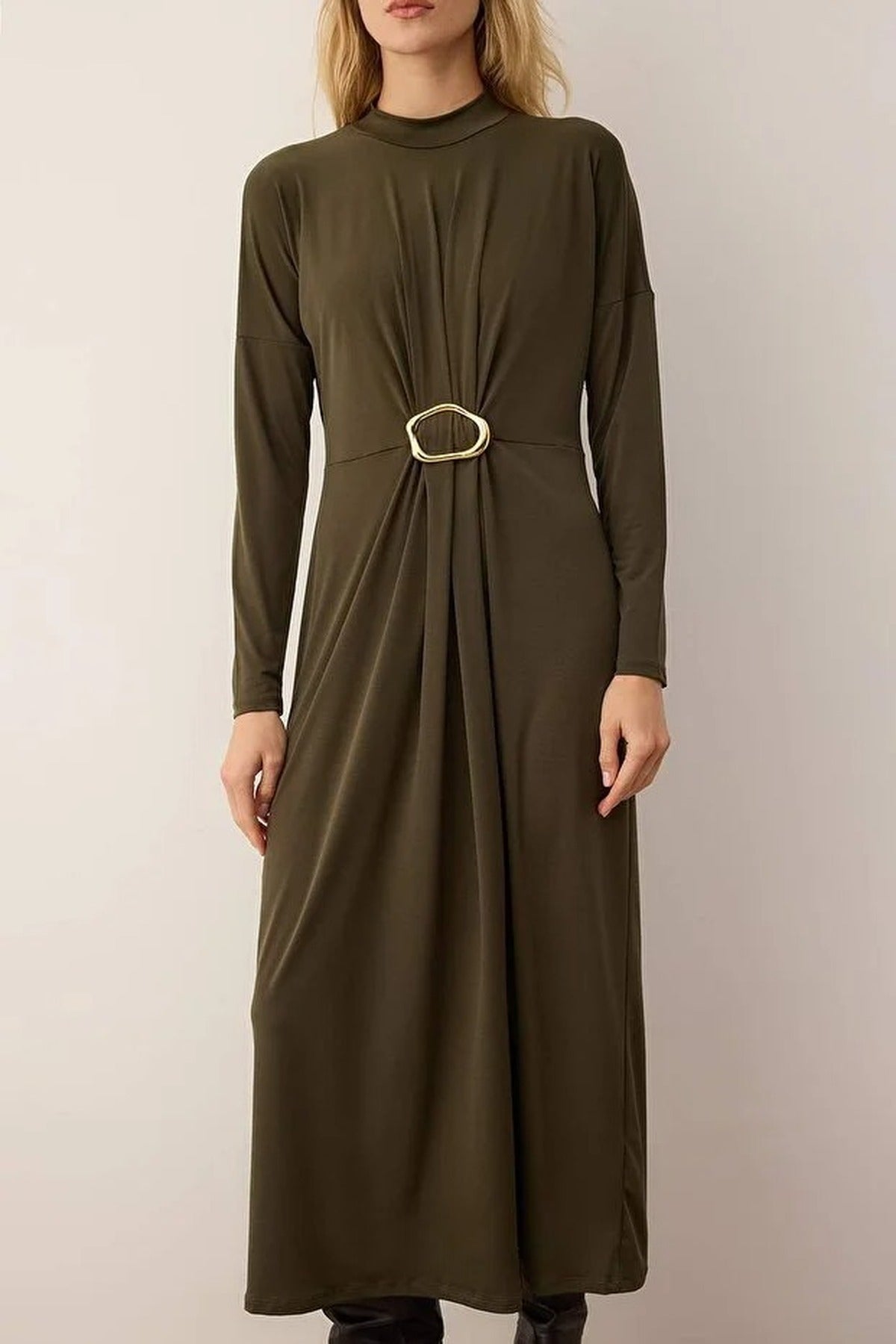 Knit Dress with Waist Buckle Detail