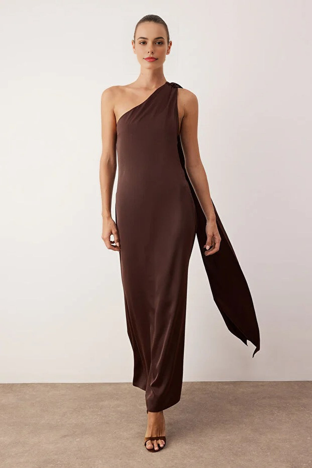 Woven Satin Midi Unlined Dress
