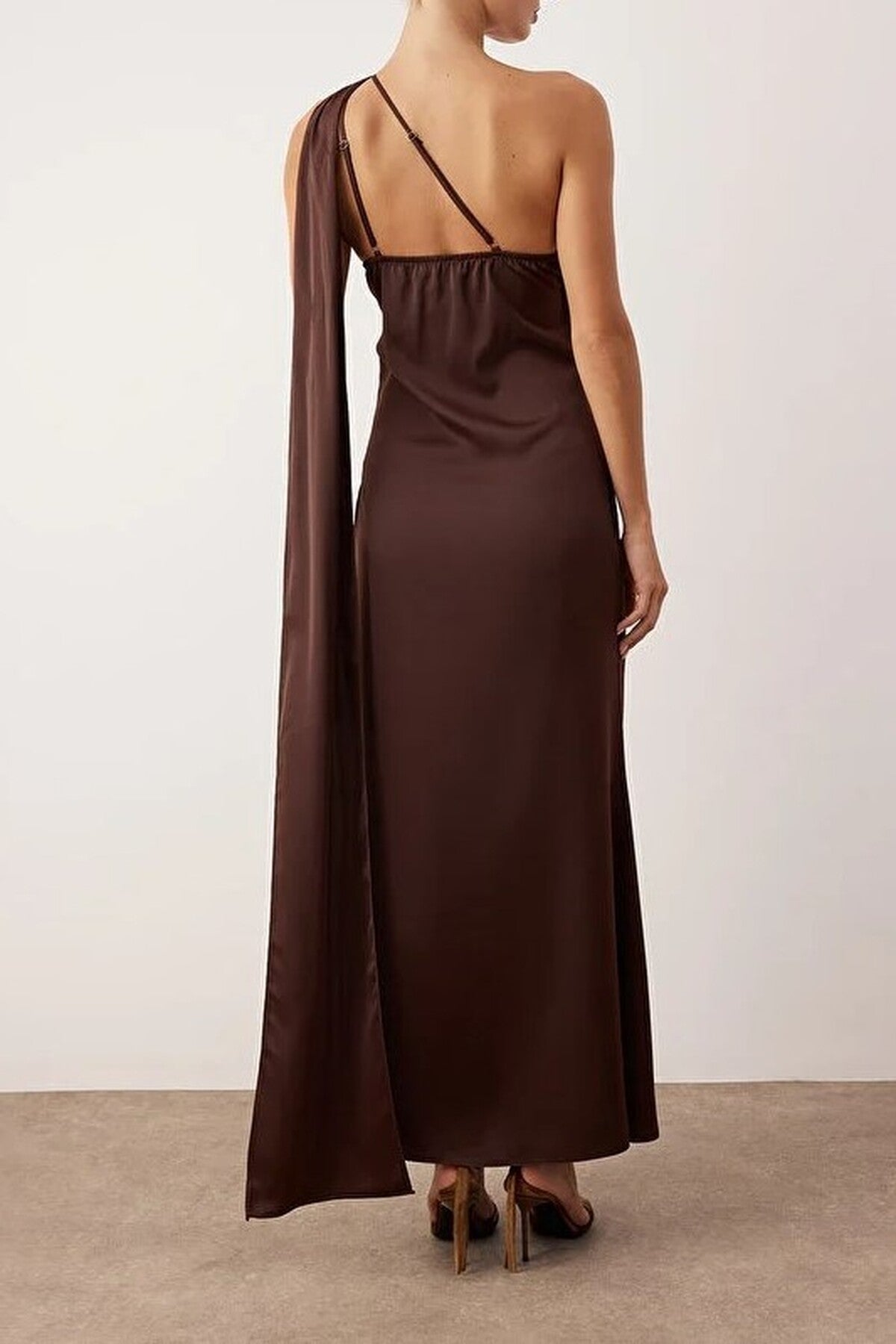 Woven Satin Midi Unlined Dress