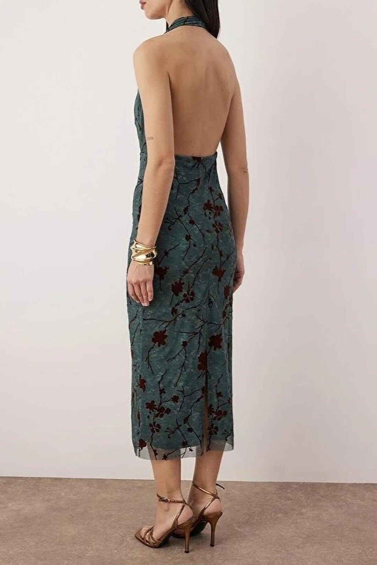 Floral Knit Tulle Midi Dress with Lining