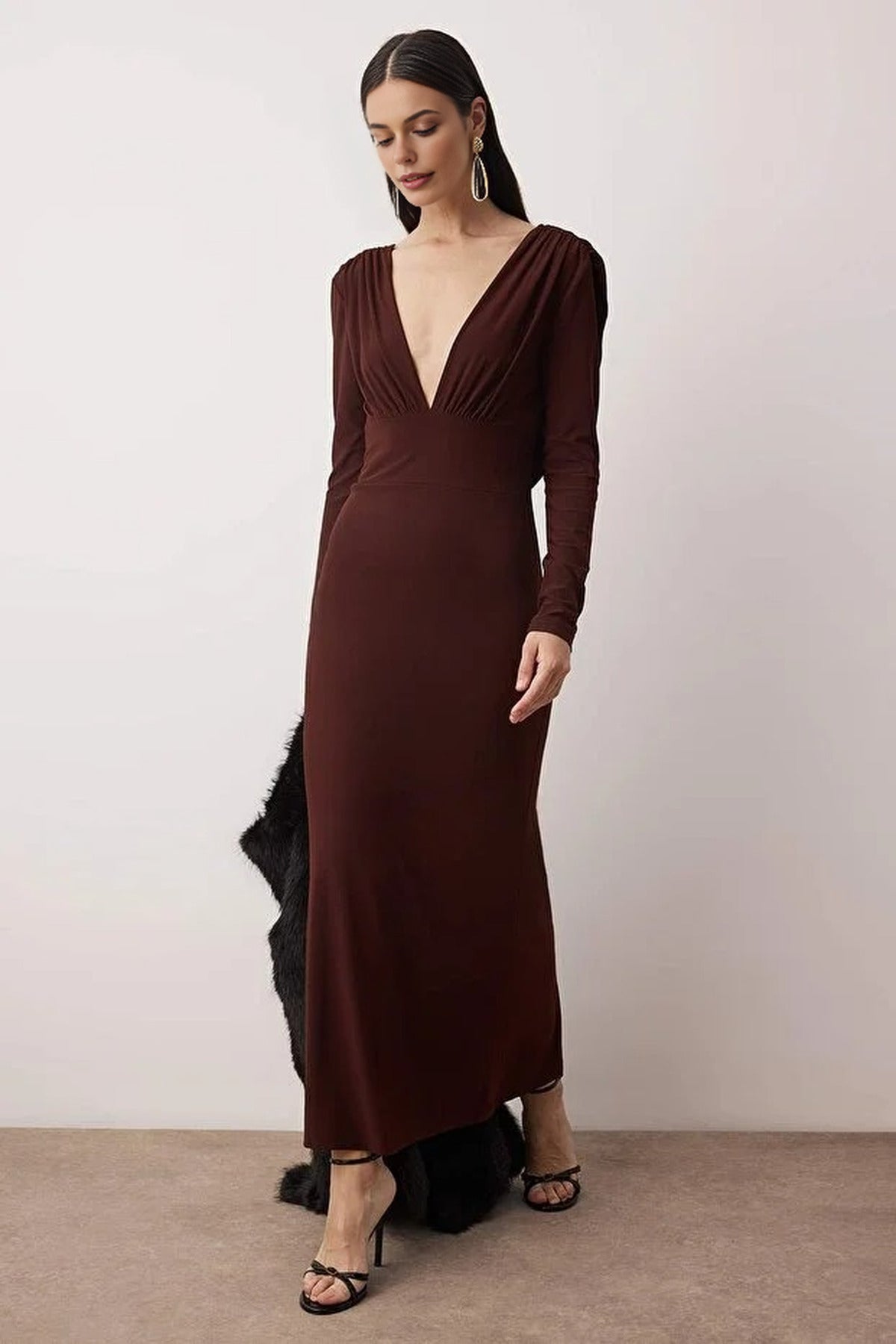 Knit Maxi Dress with Lining and Back Detail