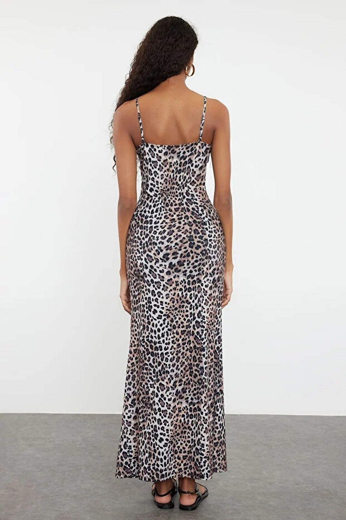 Leopard Print Bodycone Strappy Knit Maxi Dress