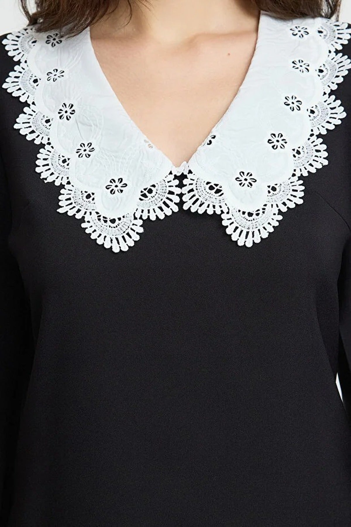 A-Line Neck Detail Mini Woven Dress