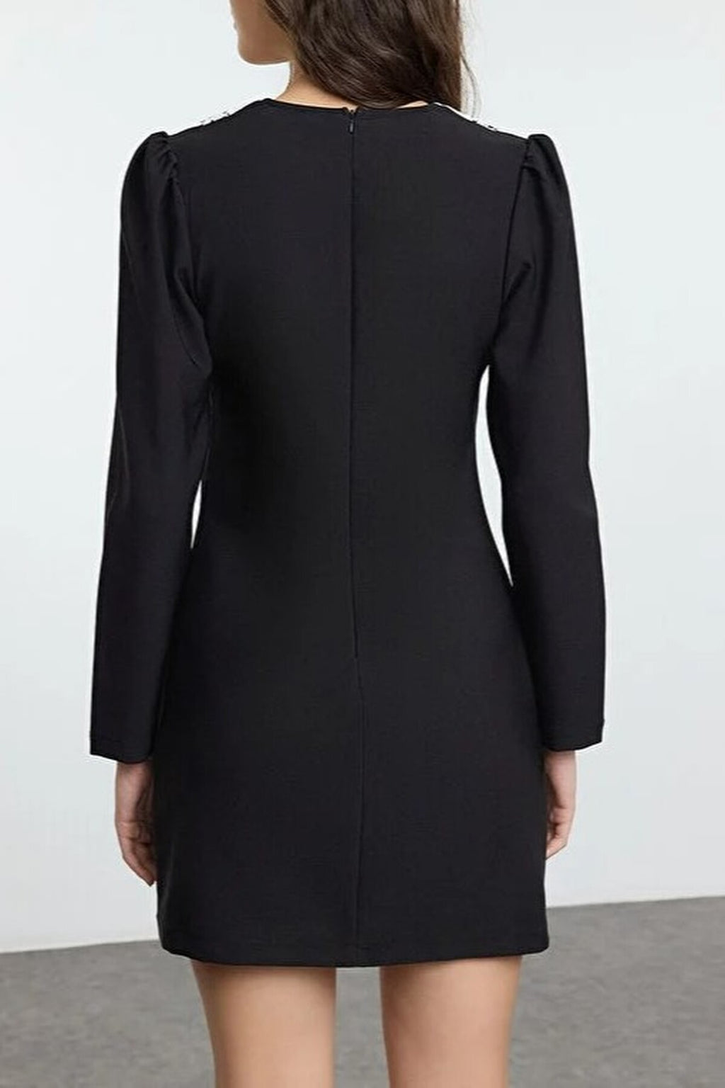 A-Line Neck Detail Mini Woven Dress