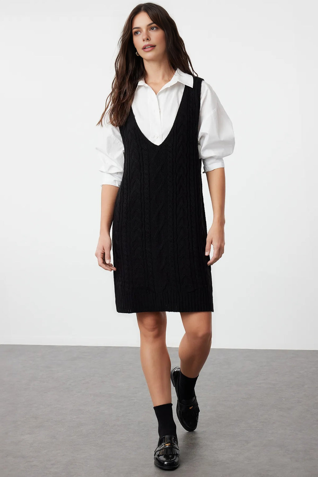 Mini Hair Knitted Knitwear Vest Dress