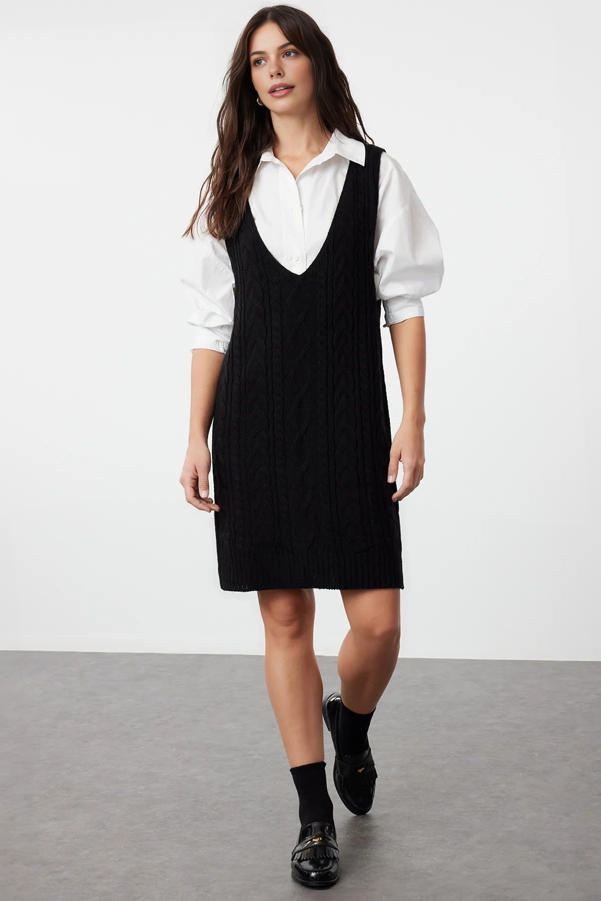Mini Hair Knitted Knitwear Vest Dress