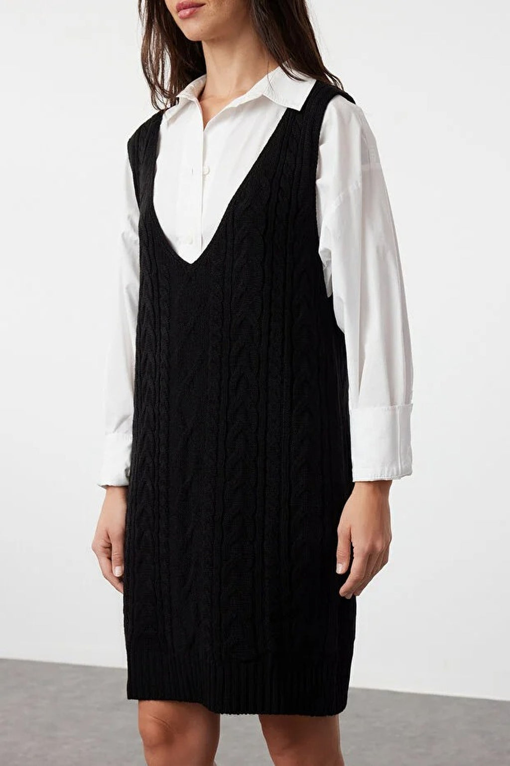 Mini Hair Knitted Knitwear Vest Dress