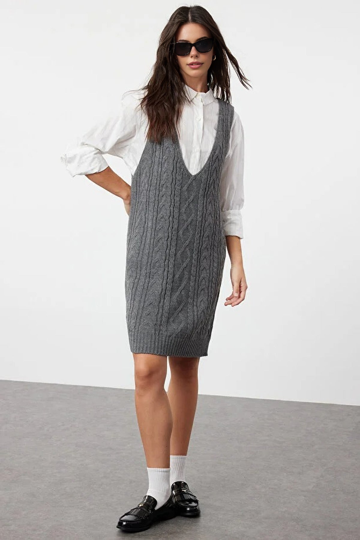 Mini Hair Knitted Knitwear Vest Dress
