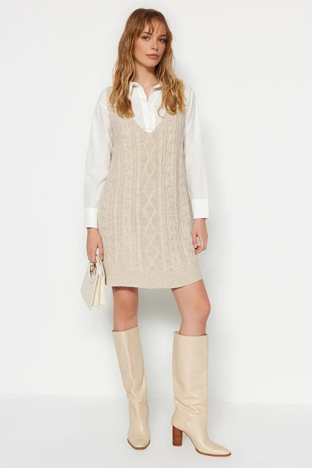 Mini Hair Knitted Knitwear Vest Dress