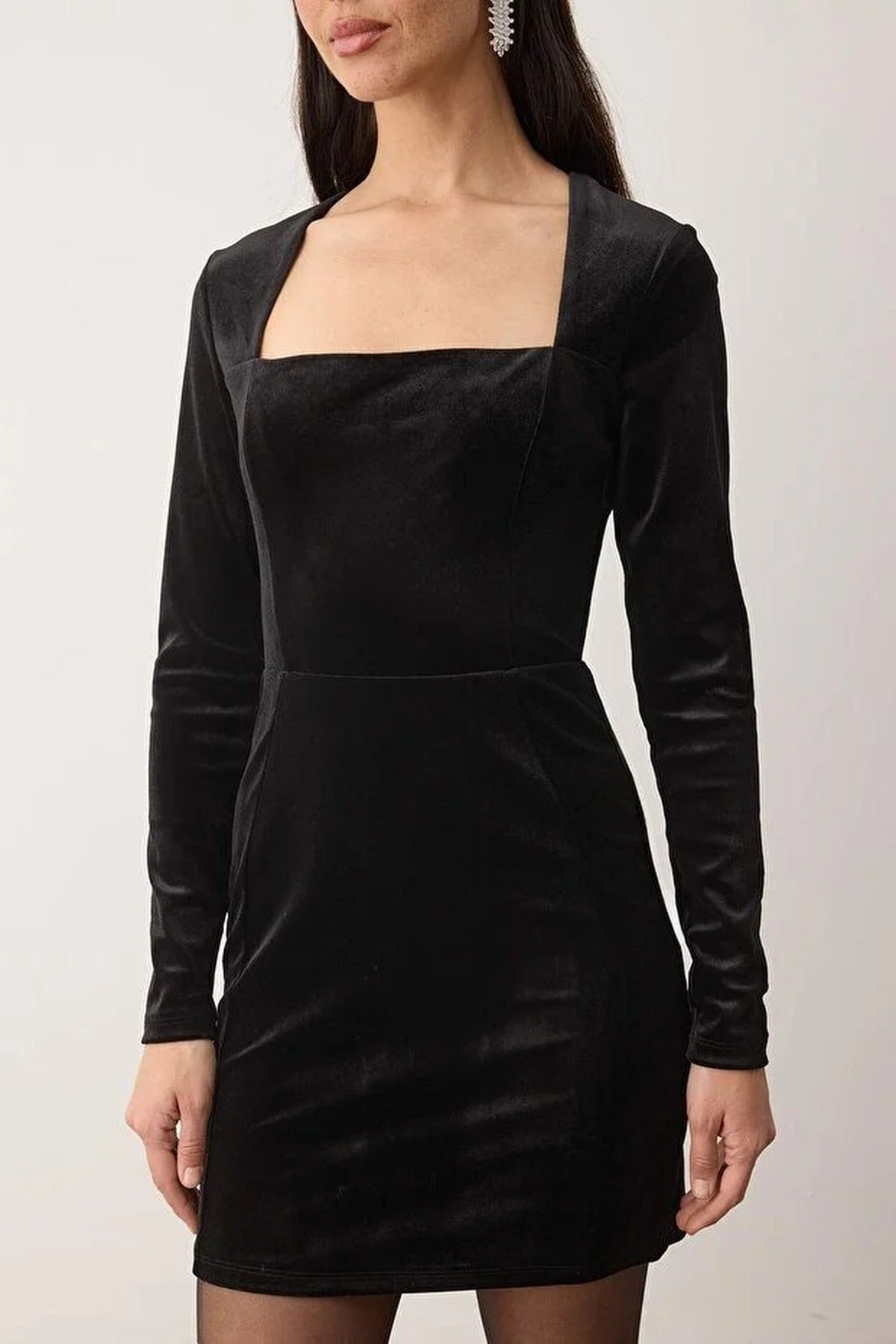 Knit Velvet Mini Evening Dress