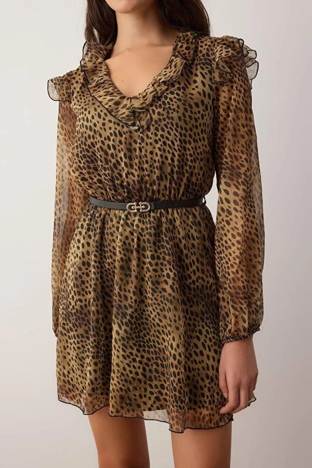 Belted Animal Mini Woven Dress