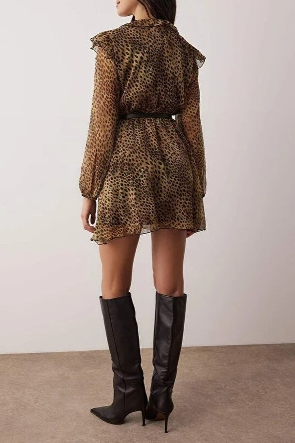 Belted Animal Mini Woven Dress