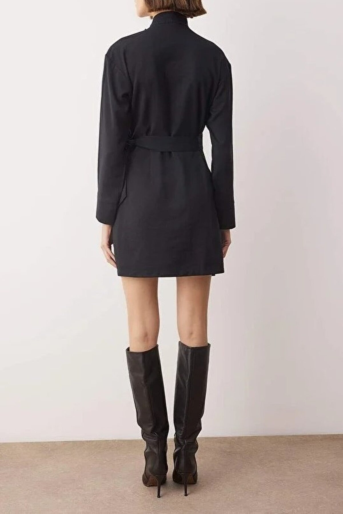 Woven Mini Dress with Tie Neck Detail