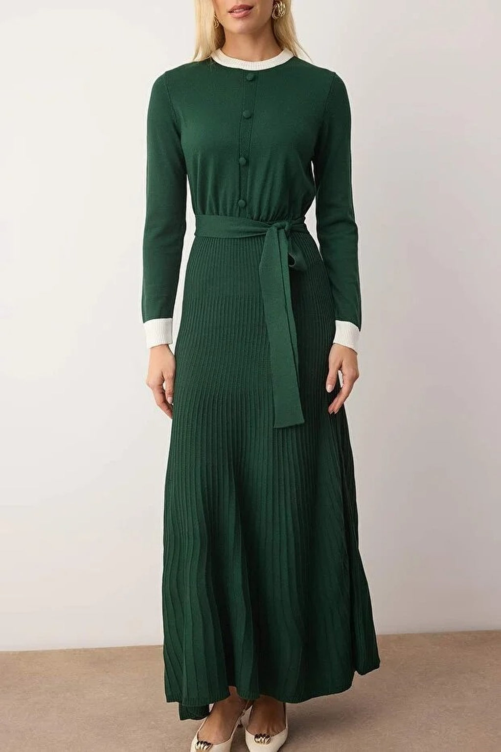 Pleated Knit Dress