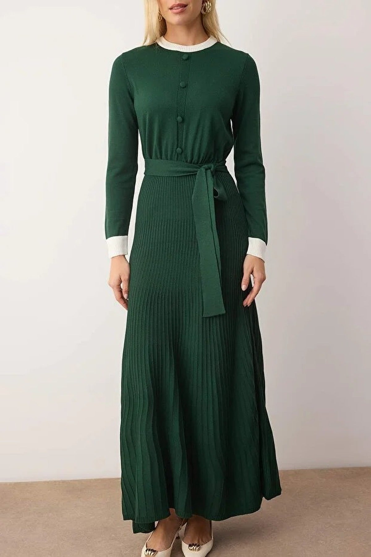 Pleated Knit Dress