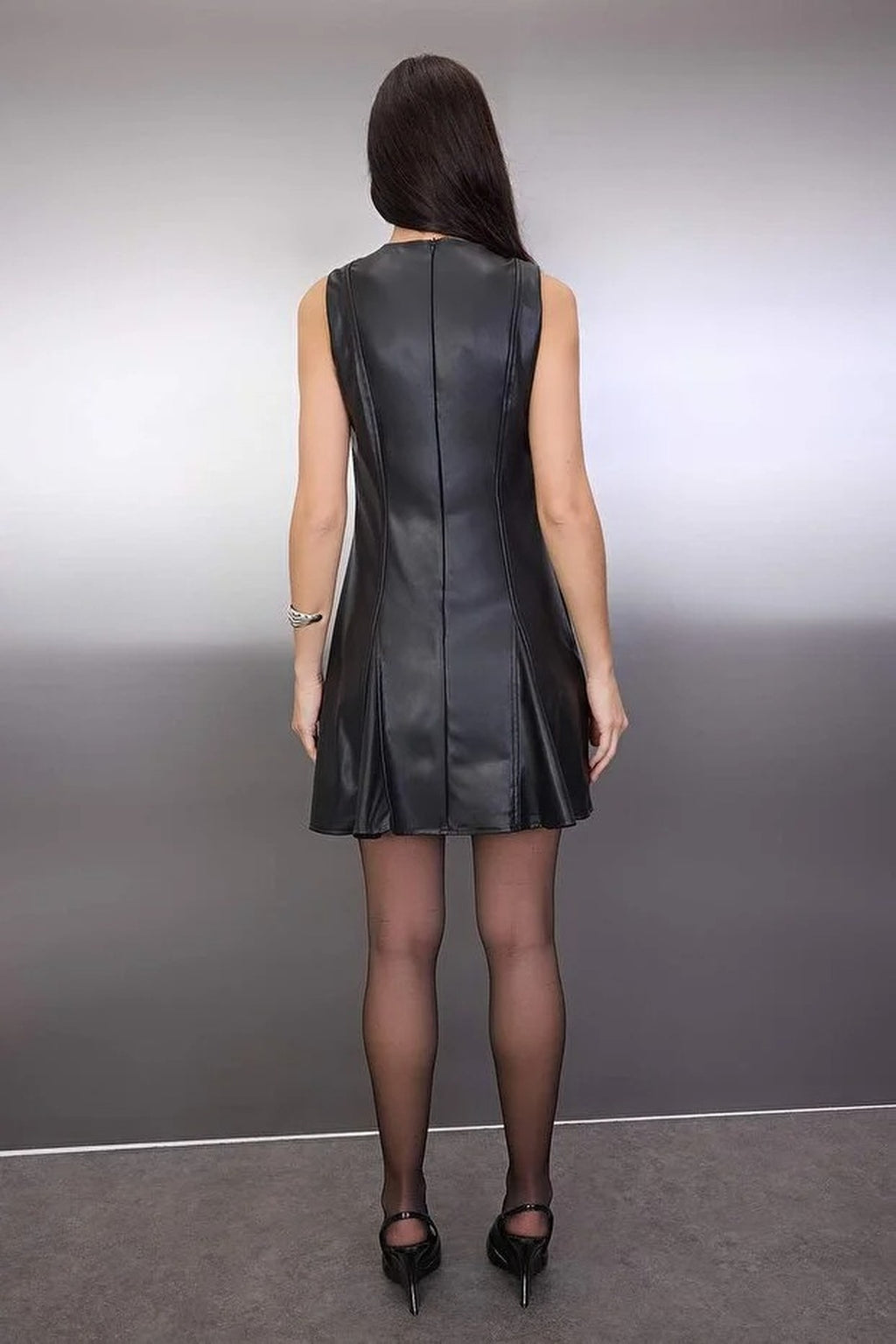 Faux Leather Mini Woven Dress
