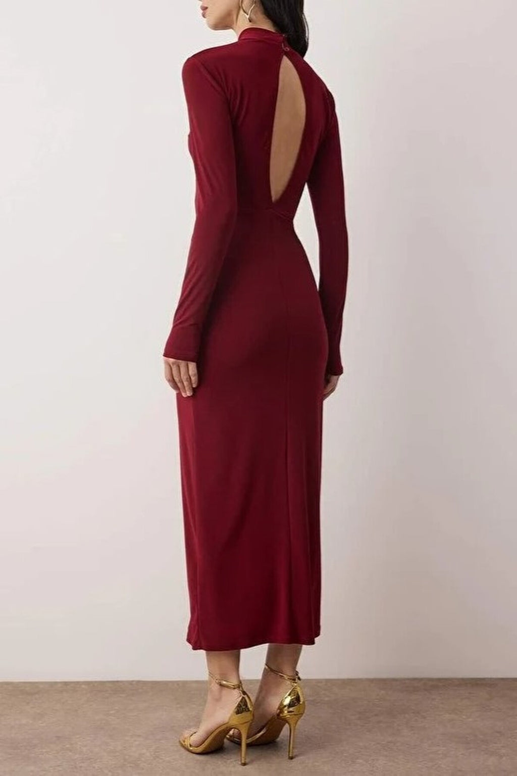 Knit Maxi Dress with Lining and Accessory Details