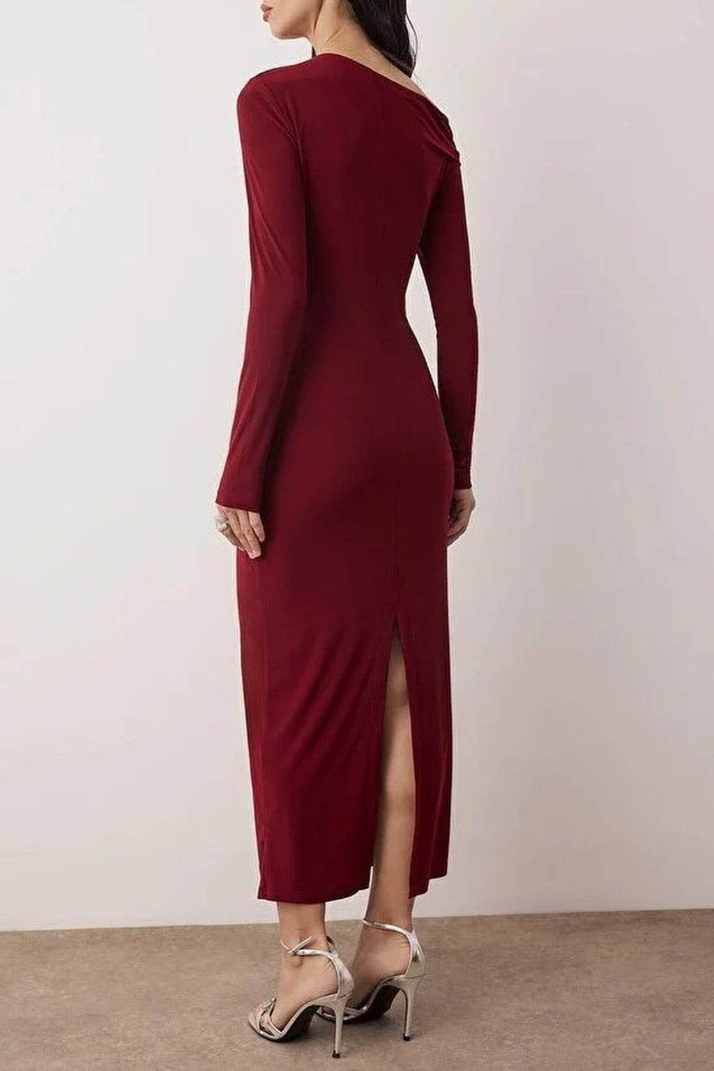 Knit Maxi Dress with Lining and Accessory Details
